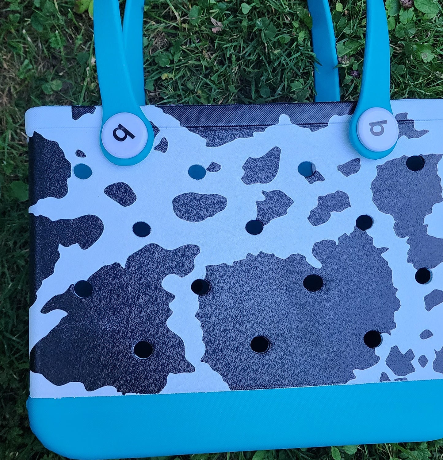 Bogg Bag Dupe MEDIUM Cow Print/Teal