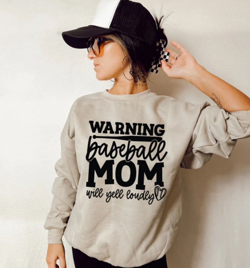 Warning Baseball Mom Sweatshirt
