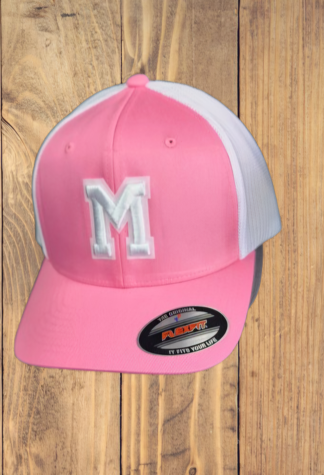 WB Pink/White Baseball Cap Flex Fit One size