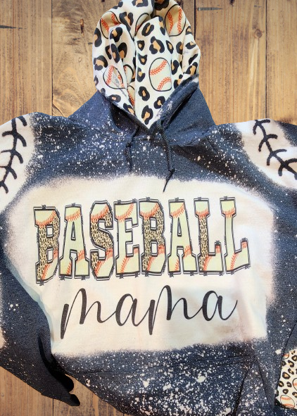 Custom Bleached Baseball Mama Hoodie