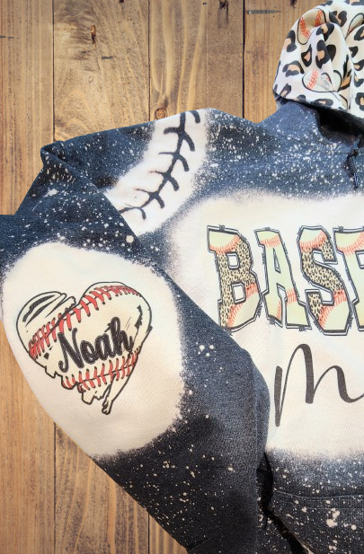 Custom Bleached Baseball Mama Hoodie