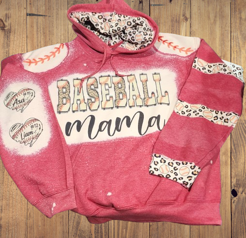 Custom Bleached Baseball Mama Hoodie