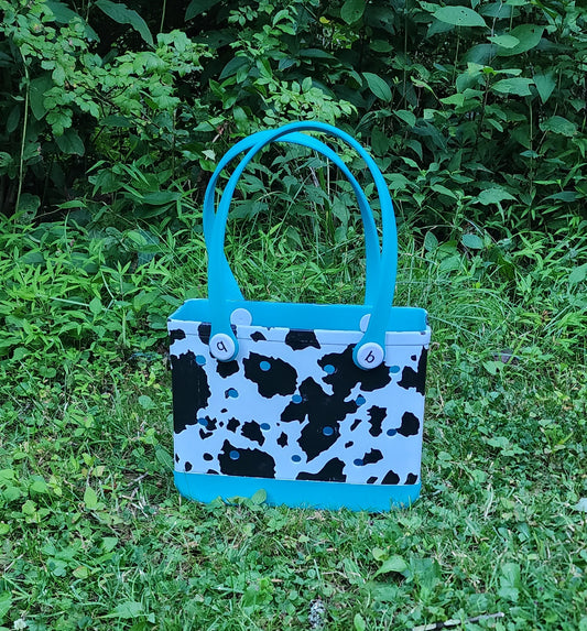 Bogg Bag Dupe MINI Cow Print/Teal