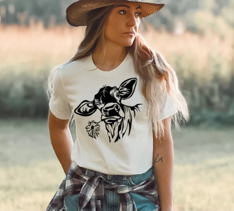 Cow with Flower T-Shirt