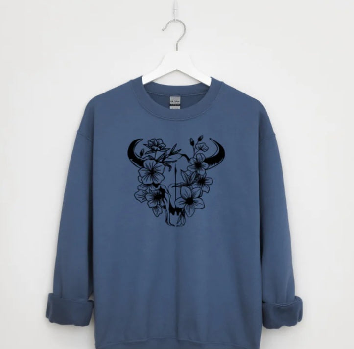 Floral Cow Skull T-Shirt